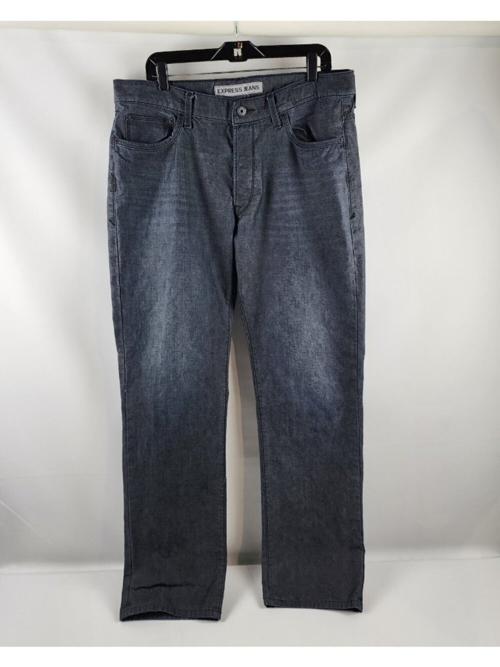 Express Jeans Men Kingston Button Fly  Classic Fit Straight Leg Dark Black 36x34